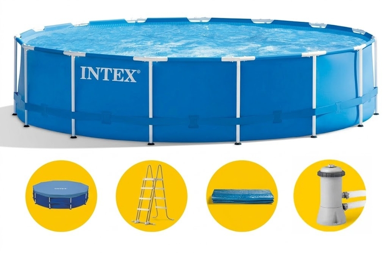 Intex Metal Frame Pool - 457 x 122 cm - met filterpomp en accessoires