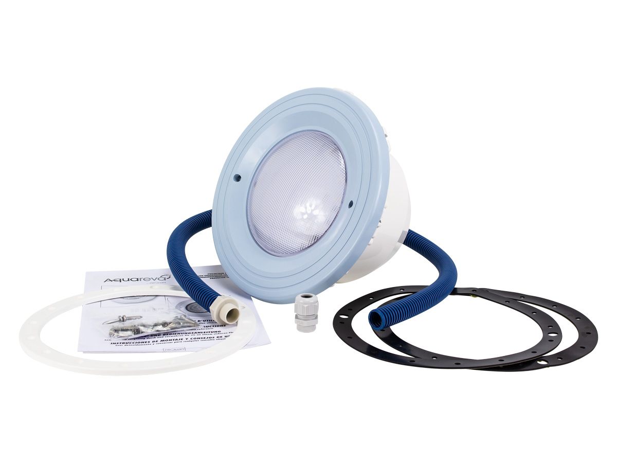 Zwembadlamp LED (wit) + inbouwset Aquareva lichtblauw onderdelen.