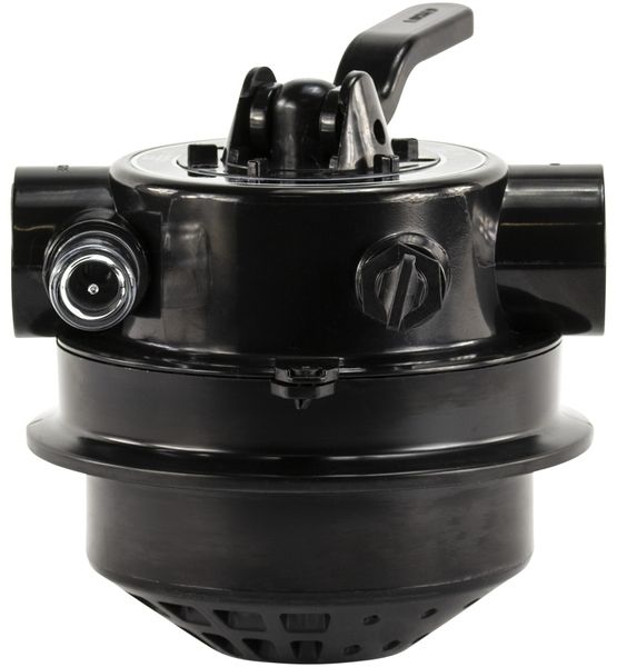 Mega 4-weg klep met klemdeksel 1,5" topmount voor FSP zandfilterset vooraanzicht.