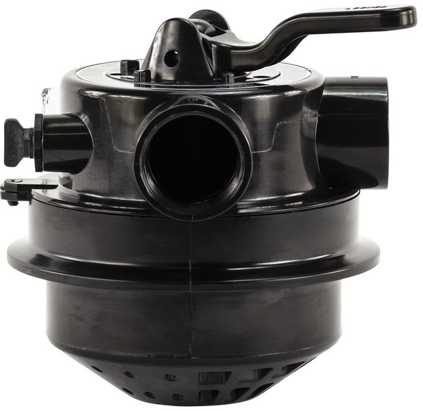 Mega 4-weg klep met klemdeksel 1,5" topmount voor FSP zandfilterset zijaanzicht.
