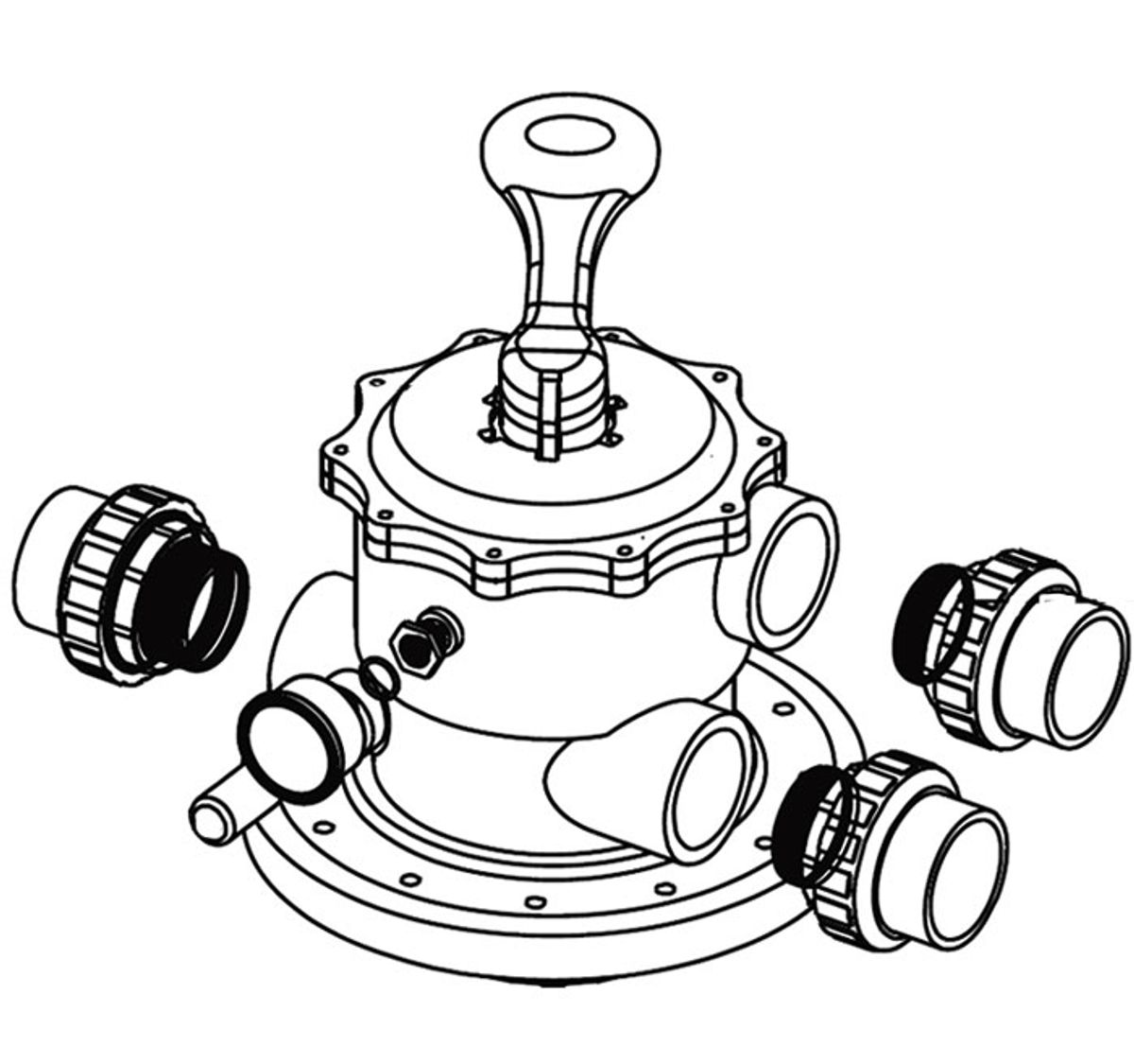 Mega 6-weg klep 2" topmount voor V700, V800 zandfilter