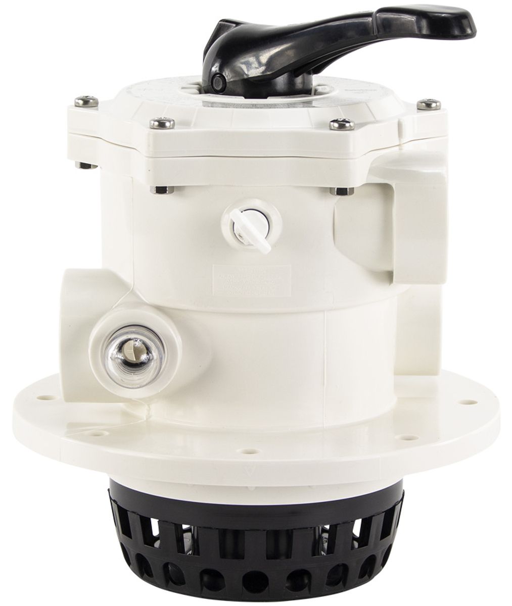 Praher 6-weg klep 1,5" voor topmount zandfilter vooraanzicht.