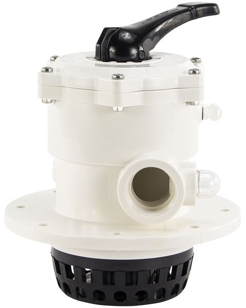 Praher 6-weg klep 2" voor topmount zandfilter zijaanzicht.