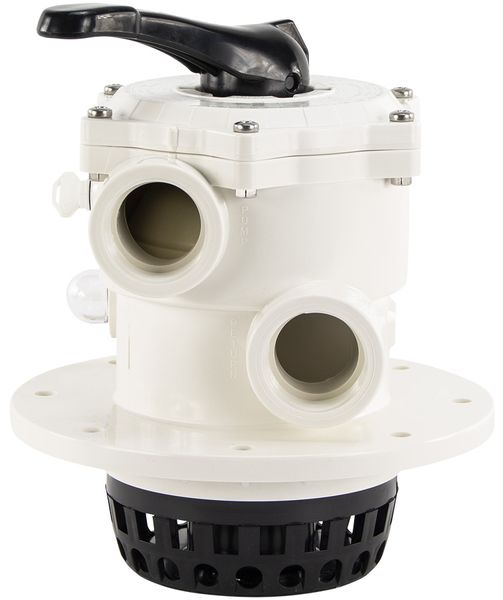 Praher 6-weg klep 2" voor topmount zandfilter zijaanzicht.