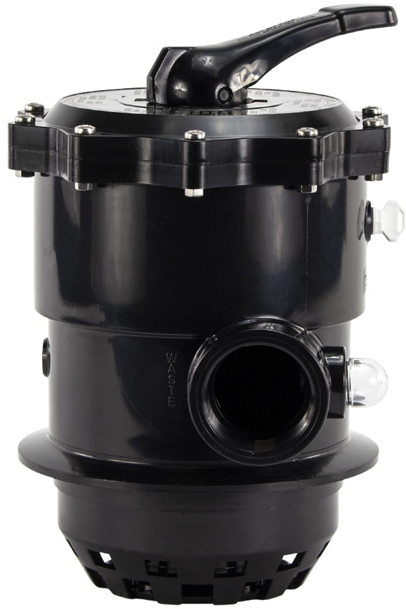 Pentair 6-weg klep 1,5" topmount voor Tagelus zandfilter zijaanzicht.