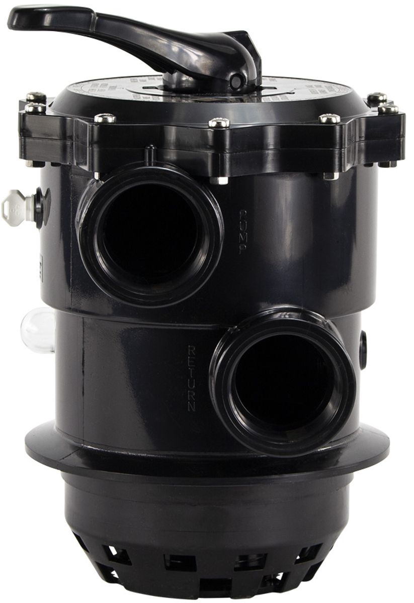 Pentair 6-weg klep 1,5" topmount voor Tagelus zandfilter zijaanzicht.