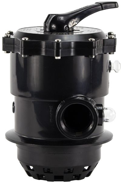 Pentair 6-weg klep 2" topmount voor Tagelus zandfilter zijaanzicht.