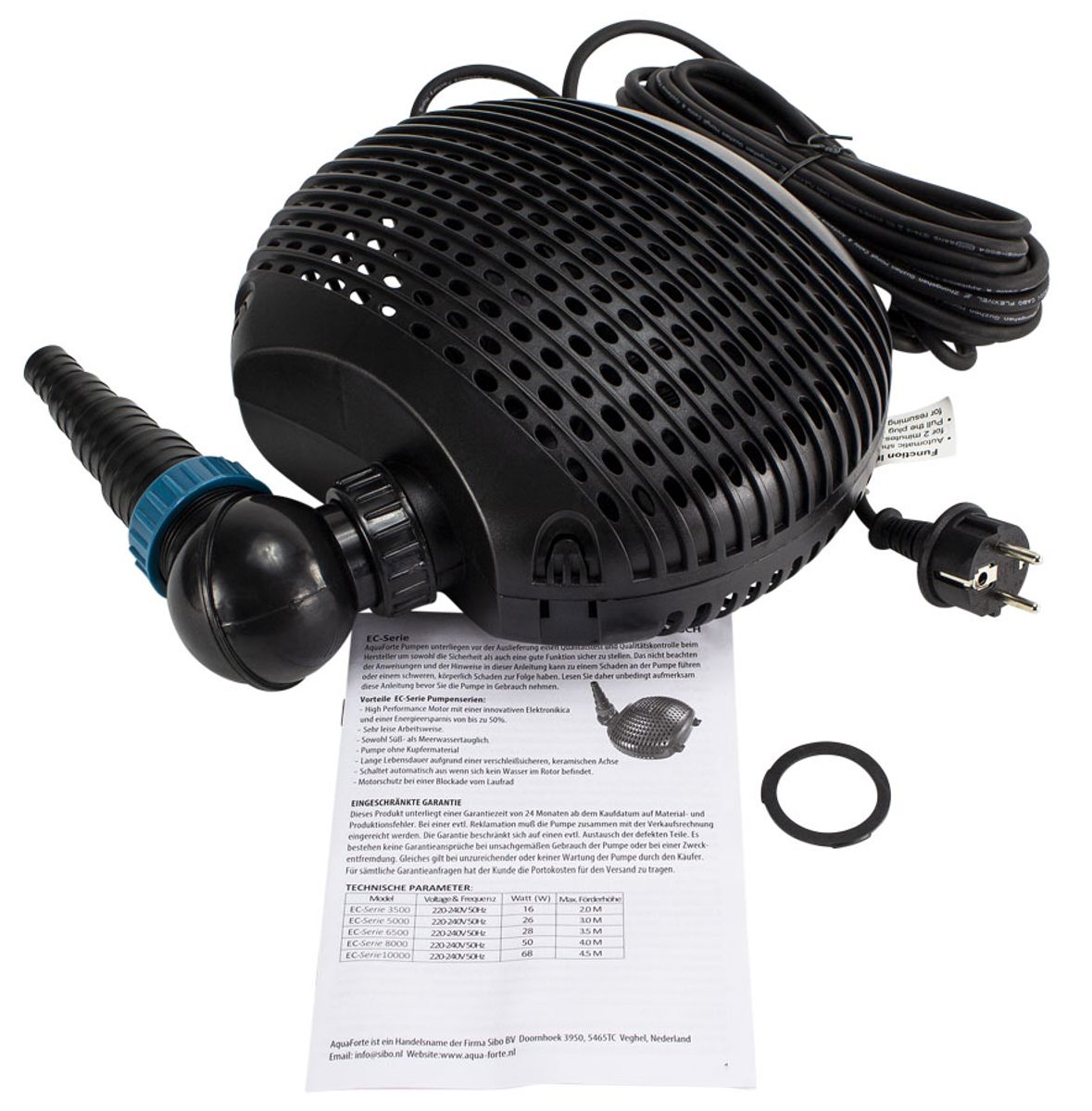 Aquaforte EC-5000 vijverpomp onderdelen.