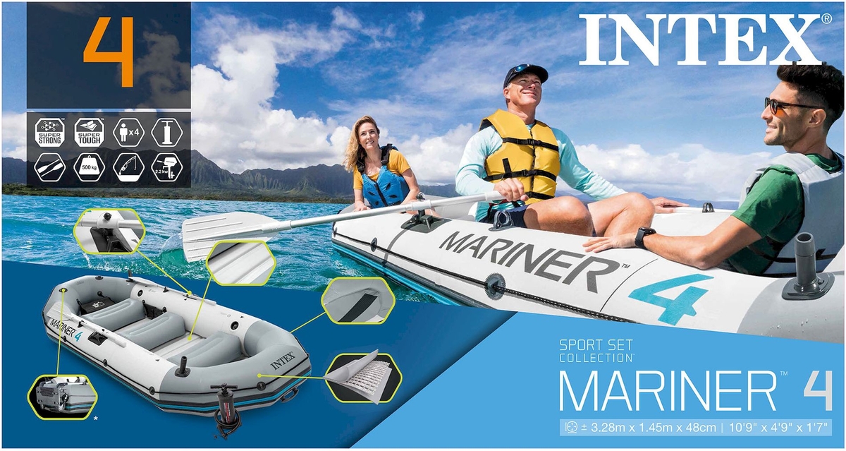 Intex Mariner 4 Set opblaasbare boot met motorsteun