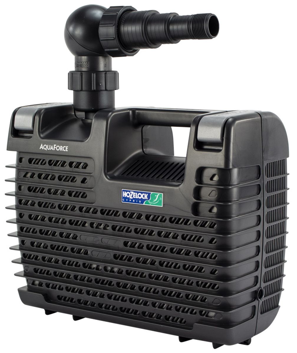 Hozelock Aquaforce 2500 vijverpomp zijaanzicht.