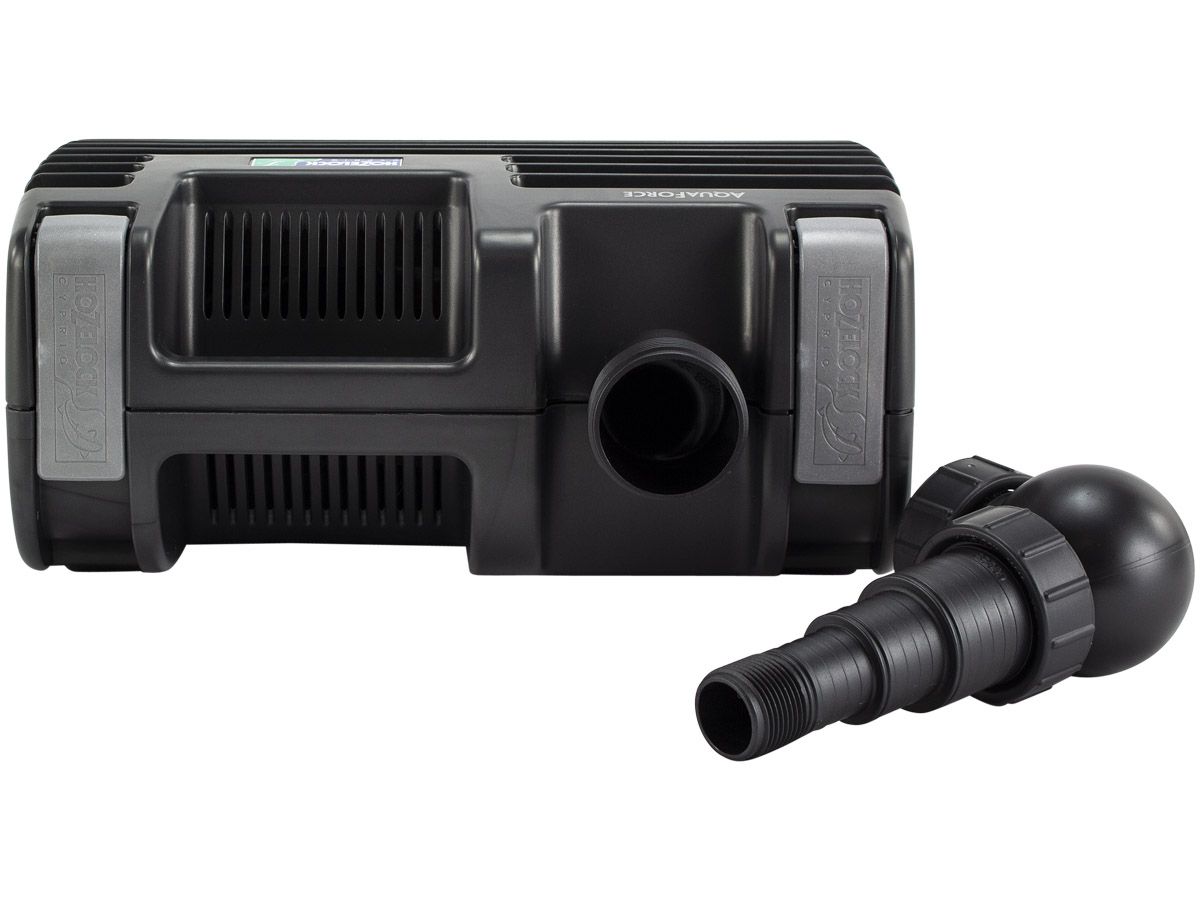 Hozelock Aquaforce 2500 vijverpomp detail aansluiting.