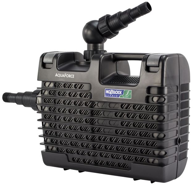 Hozelock Aquaforce 12000 vijverpomp zijaanzicht.