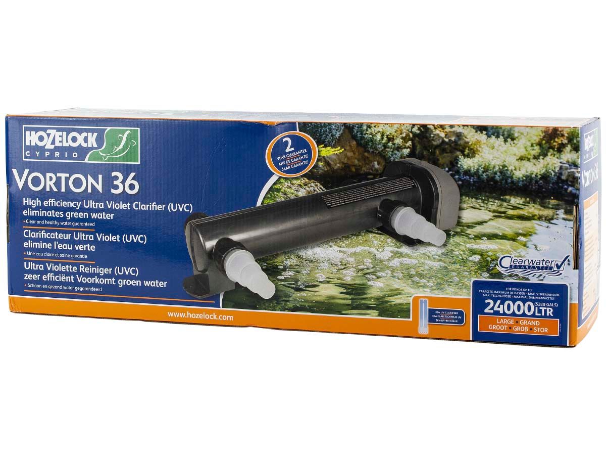 Hozelock Vorton 36 watt UVC verpakking.