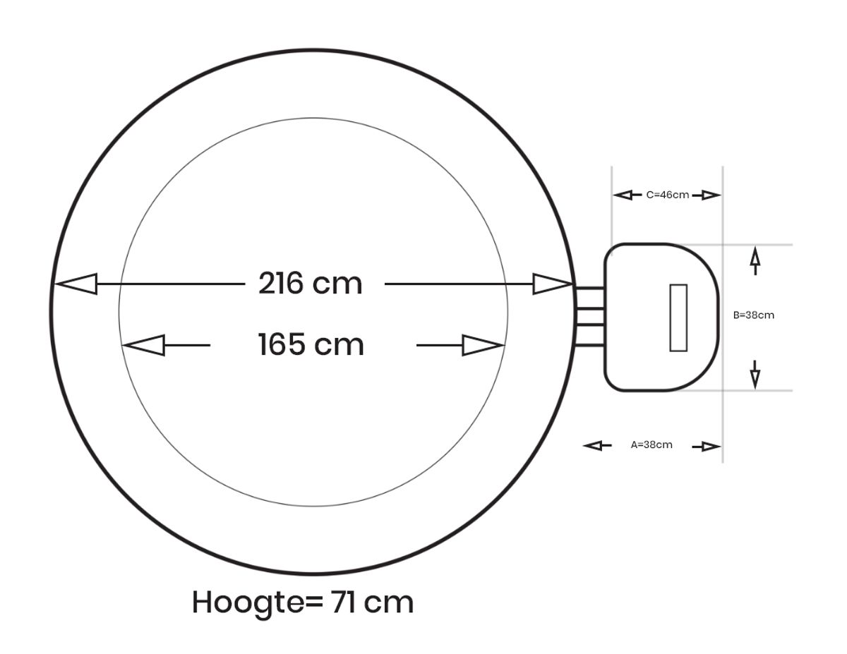 Intex Pure Spa Bubble Therapy opblaasbare jacuzzi 6 persoons - afmetingen