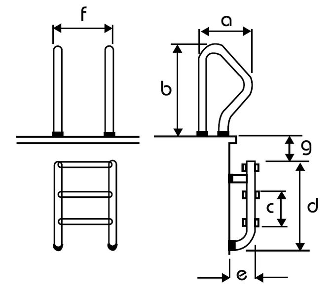 IDEAL 2-delige RVS zwembadtrap 2 treden - AISI 316