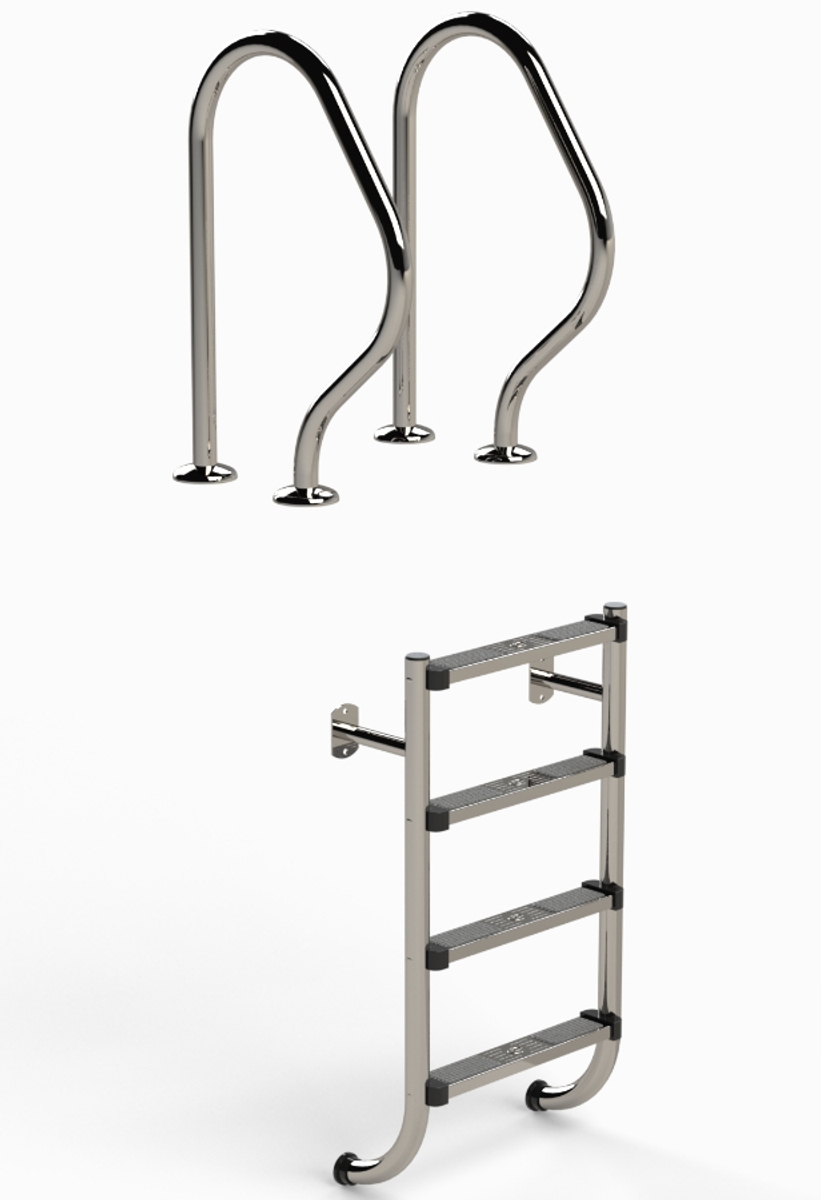 IDEAL 2-delige RVS zwembadtrap 4 treden - AISI 316