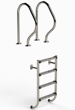 IDEAL 2-delige RVS zwembadtrap 4 treden - AISI 304