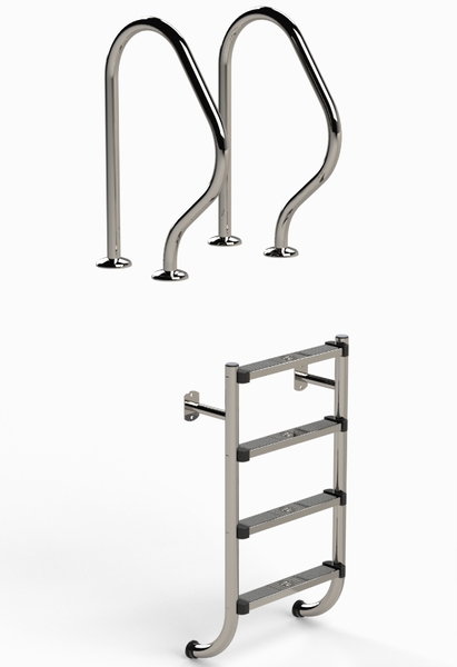IDEAL 2-delige RVS zwembadtrap 4 treden - AISI 316