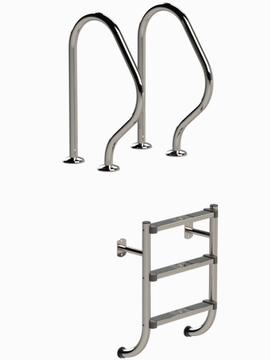 IDEAL 2-delige RVS zwembadtrap 3 treden - AISI 304