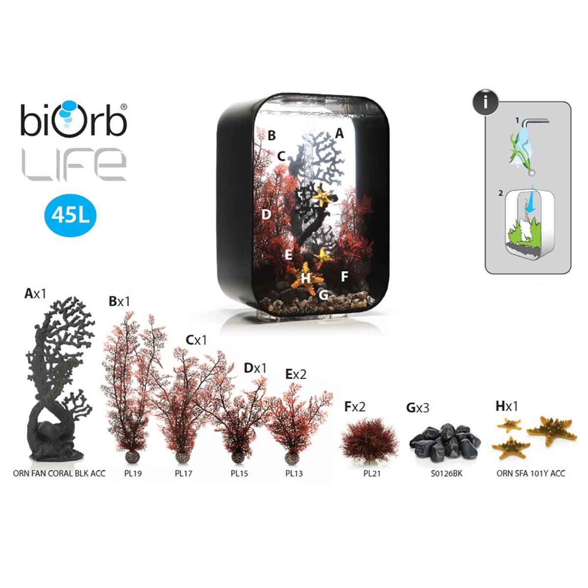 Decoratiepakket Biorb Life 45 - Rood / Donker 