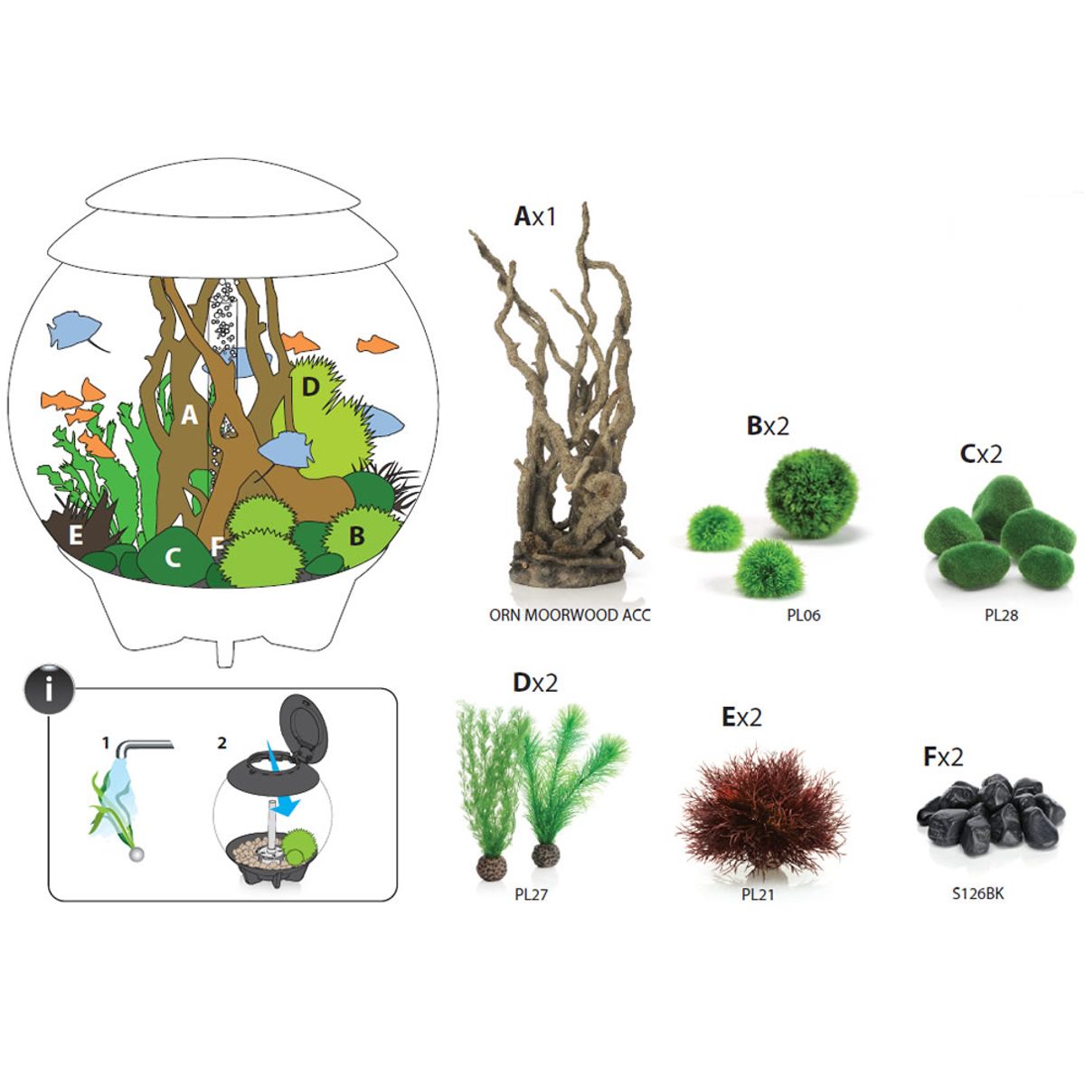 Decoratiepakket Biorb HALO 60 - Groen / Bruin