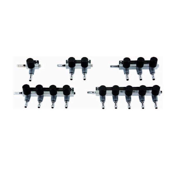 9mm luchtverdeler met kraan - 2 uitgangen