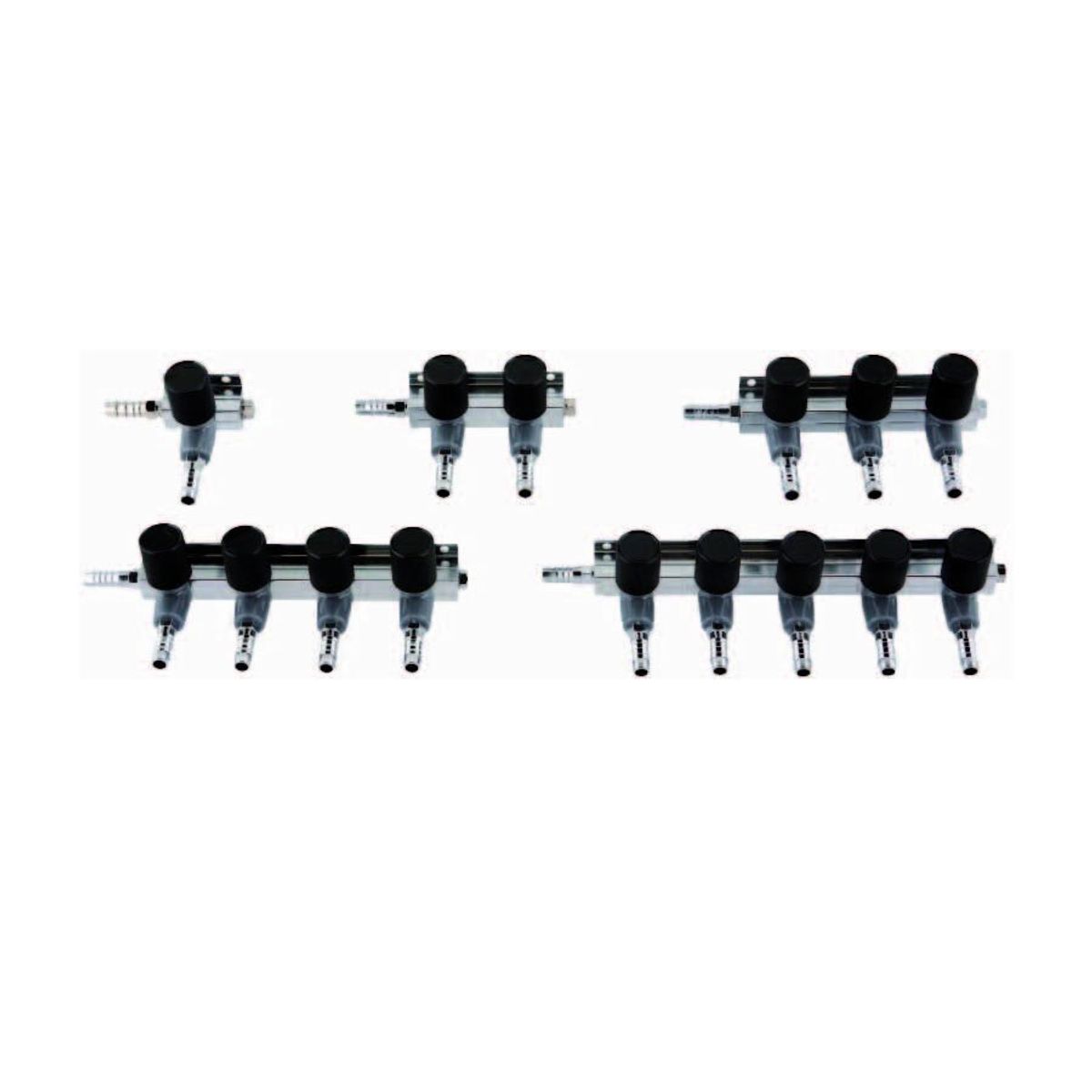 9mm luchtverdeler met kraan - 3 uitgangen