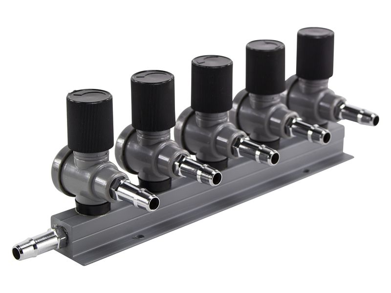 9mm luchtverdeler met kraan - 5 uitgangen