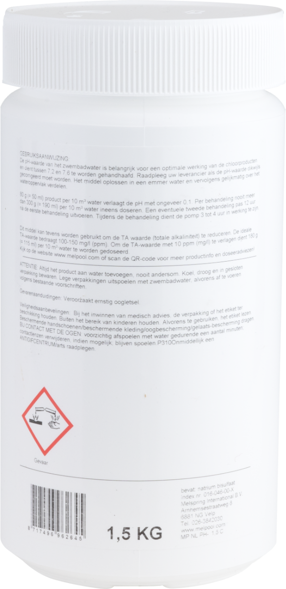 Melpool pH minus poeder - 1,5 kg
