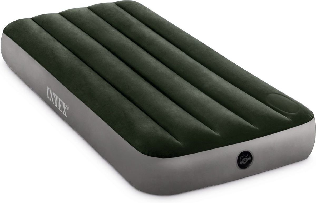 Intex Luchtbed met ingebouwde voetpomp - Eenpersoons