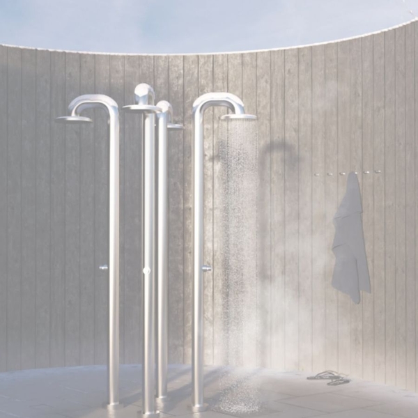 JEE-O Fatline Push buitendouche - Geborsteld RVS