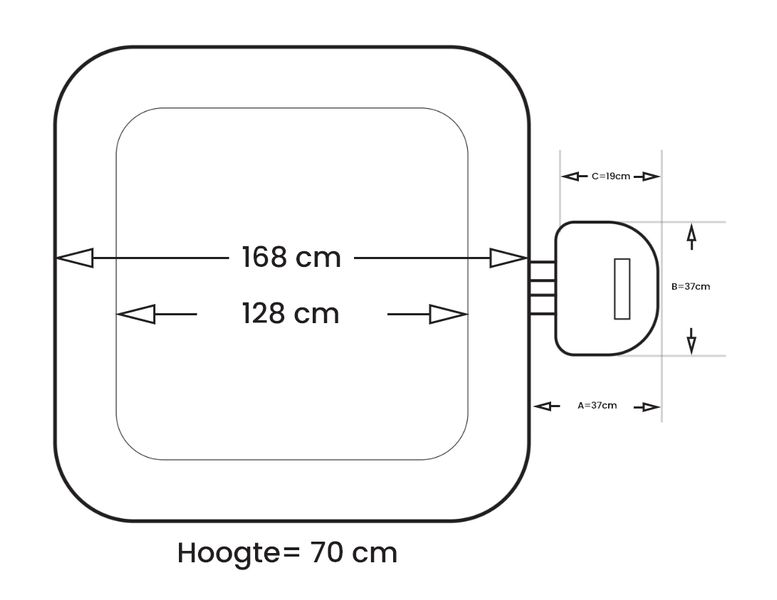 NetSpa Aspen afmetingen