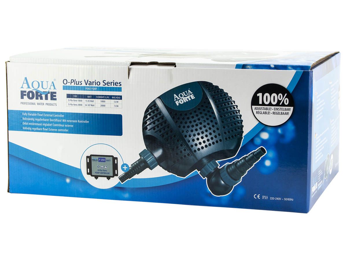 Aquaforte O-Plus 10000 Vario vijverpomp doos.