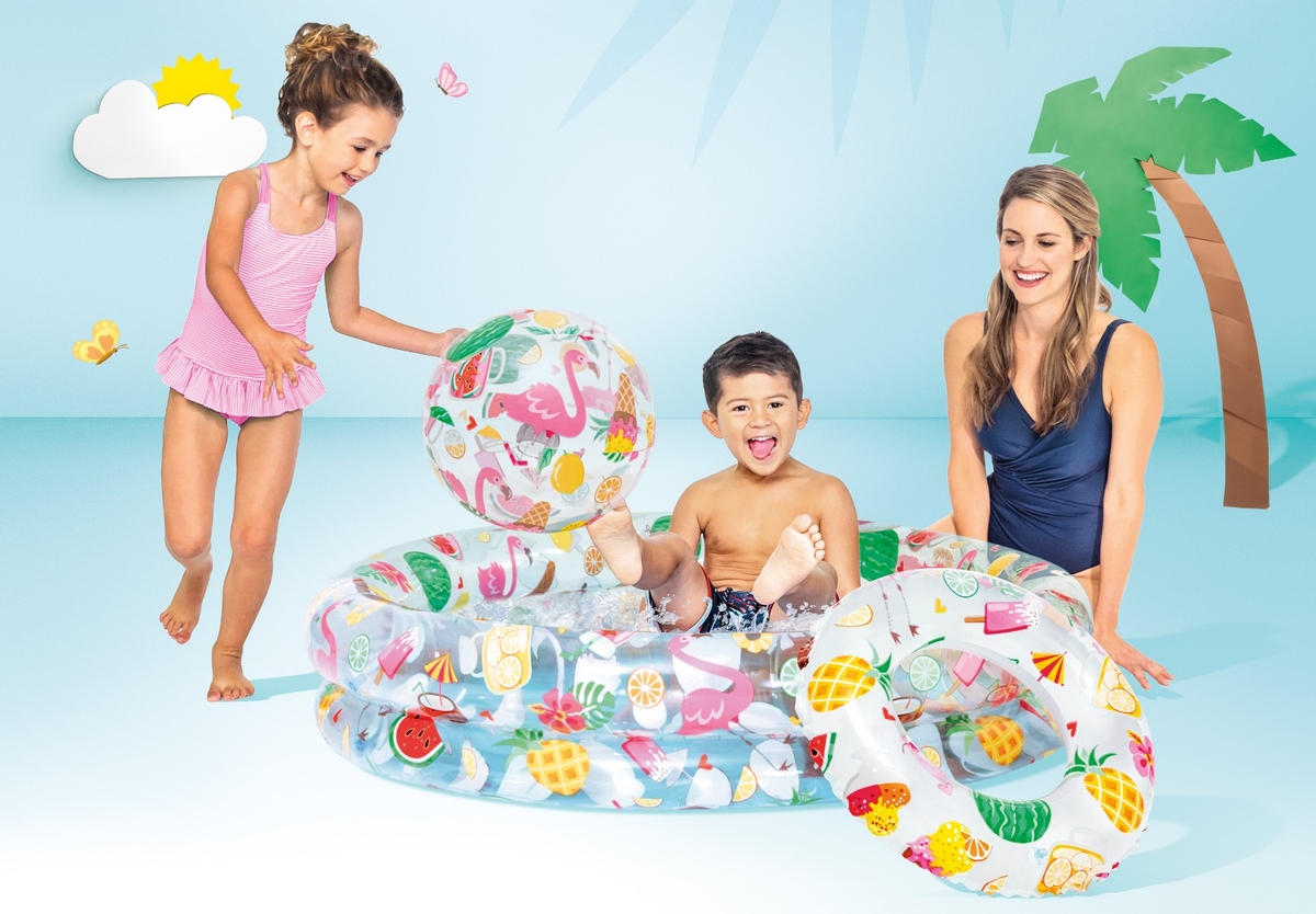Intex Just So Fruity kinderzwembad 122 x 25 cm incl. strandbal en zwemband