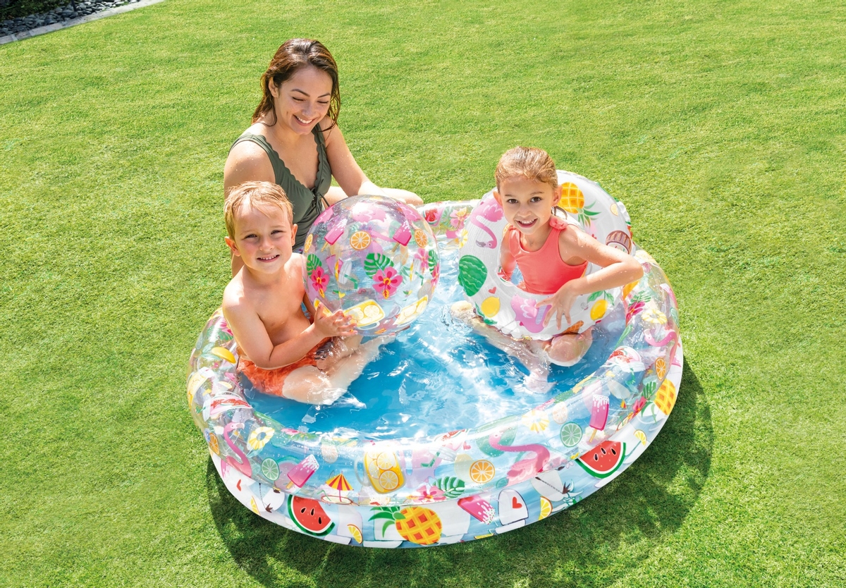 Intex Just So Fruity kinderzwembad 122 x 25 cm incl. strandbal en zwemband
