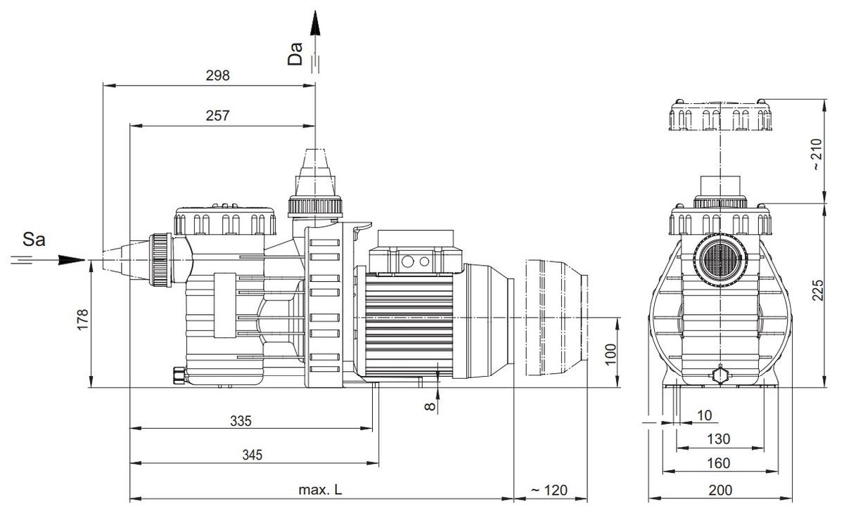 Speck Aqua Vario Plus Technische Tekening