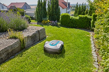 Robotmaaier in de tuin